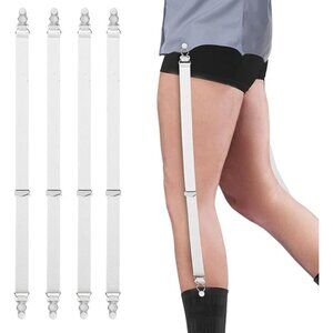Hold’Em Garter Grip Shirt Stays Ultra Soft Plush Elastic Durable -White Straight